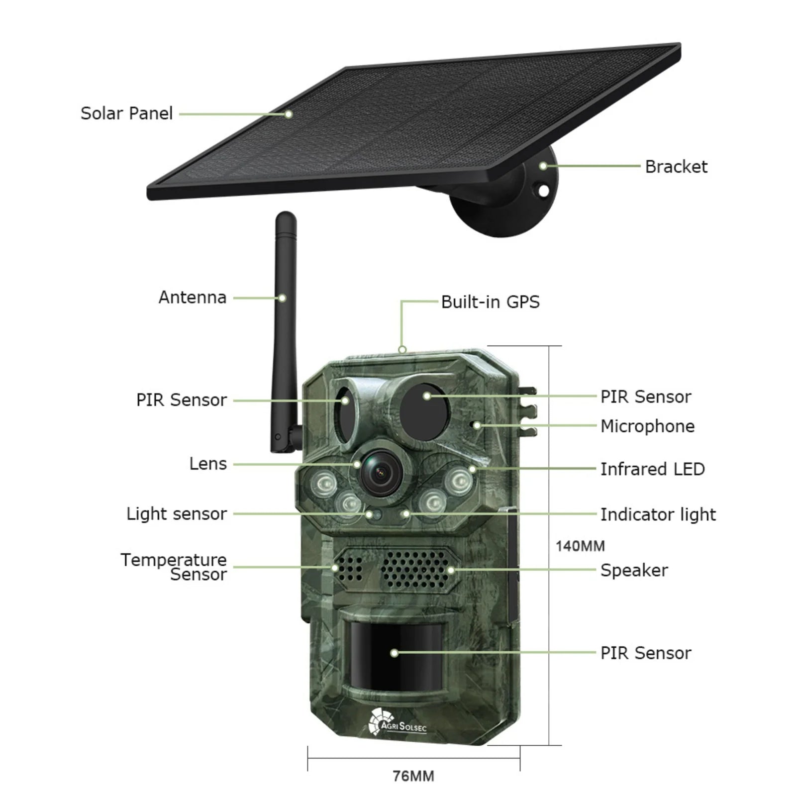 Agri Solsec 4G No Glow Solar Trail Camera (SIM Card, SD, and Solar Panel)